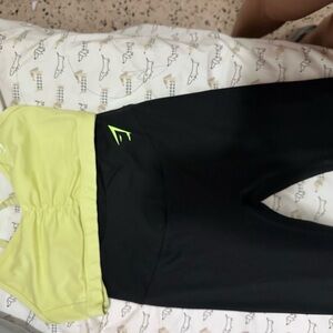 Gymshark lime green bra and Black leggings set